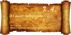 Klausz Achilles névjegykártya